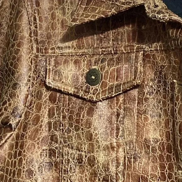 Ruby Rd brown faux embossed leather jacket coat size 14P - Picture 9 of 12